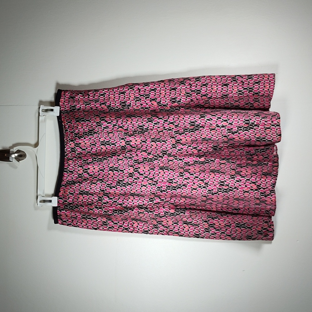 Sigrid Olsen 100% Silk Pink and Black A-Line Skirt 10